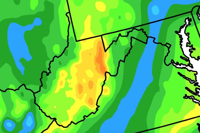 A geothermal heat map of West Virginia shows areas of potential geothermal energy hot spots Illustration by Southern Methodist University